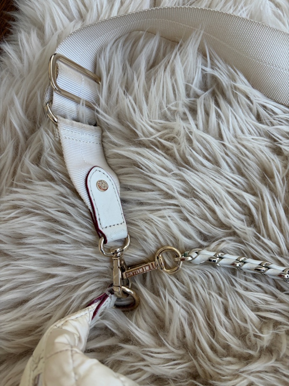 MZ Wallace Cream Quilted Crossbody Belt Bag with Chain Accent - Picture 3 of 7